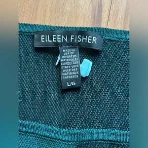 Winter EILEEN FISHER Bateau Neck Three-Quarter Sleeve Top In Pine Green Black